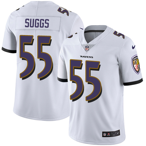 Nike Ravens #55 Terrell Suggs White Men's Stitched NFL Vapor Untouchable Limited Jersey